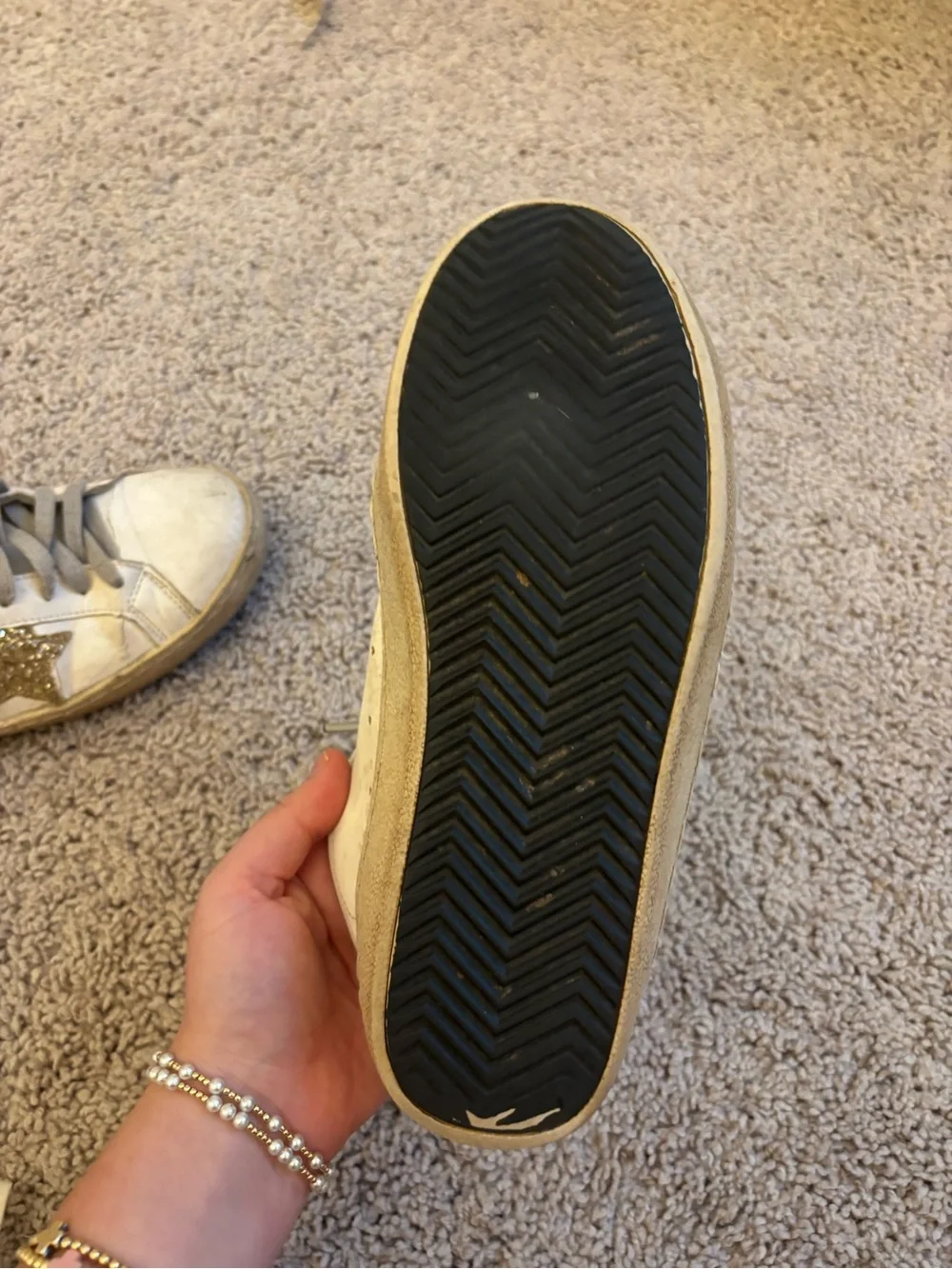 Golden Goose White Sneakers with Gold Glitter Star dupe